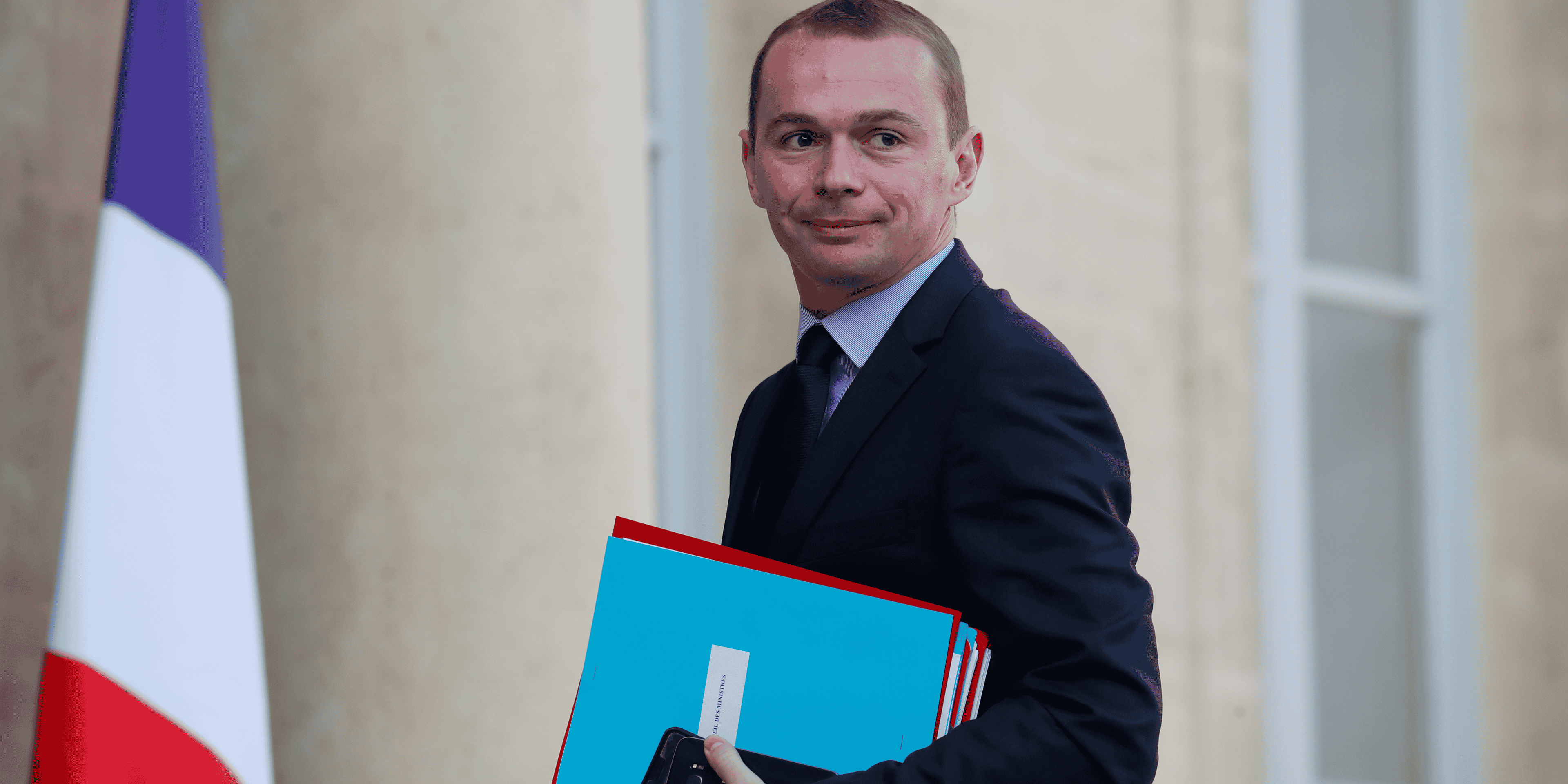 French junior minister for public administration, olivier dussopt arrives to attend the weekly cabinet meeting at the elysee palace in paris