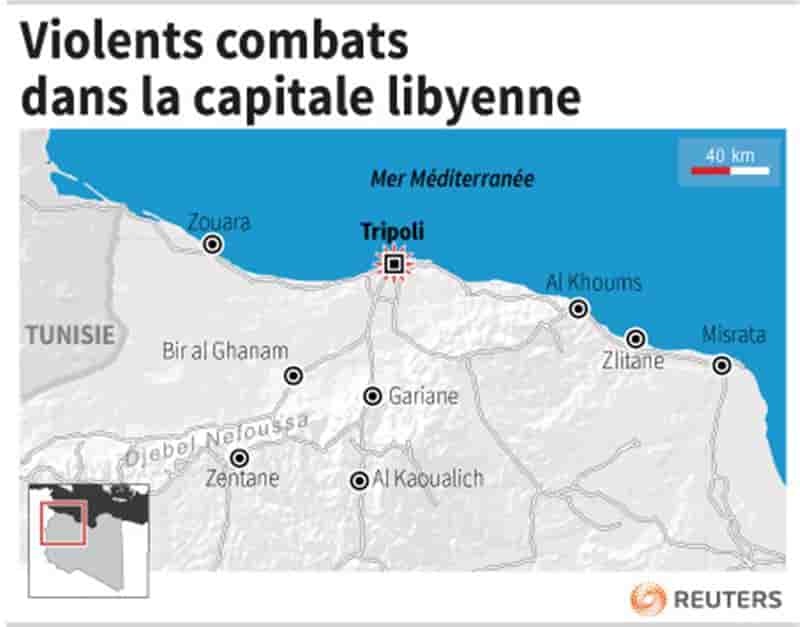 Violents combats dans la capitale libyenne