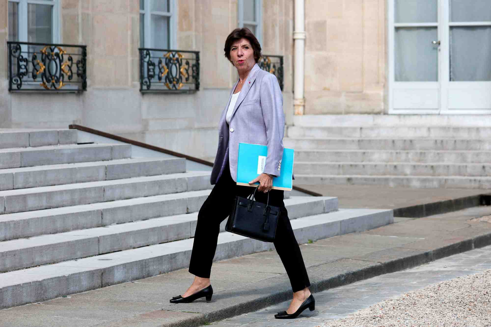 La ministre francaise des affaires etrangeres catherine colonna arrive a l'elysee a paris, france