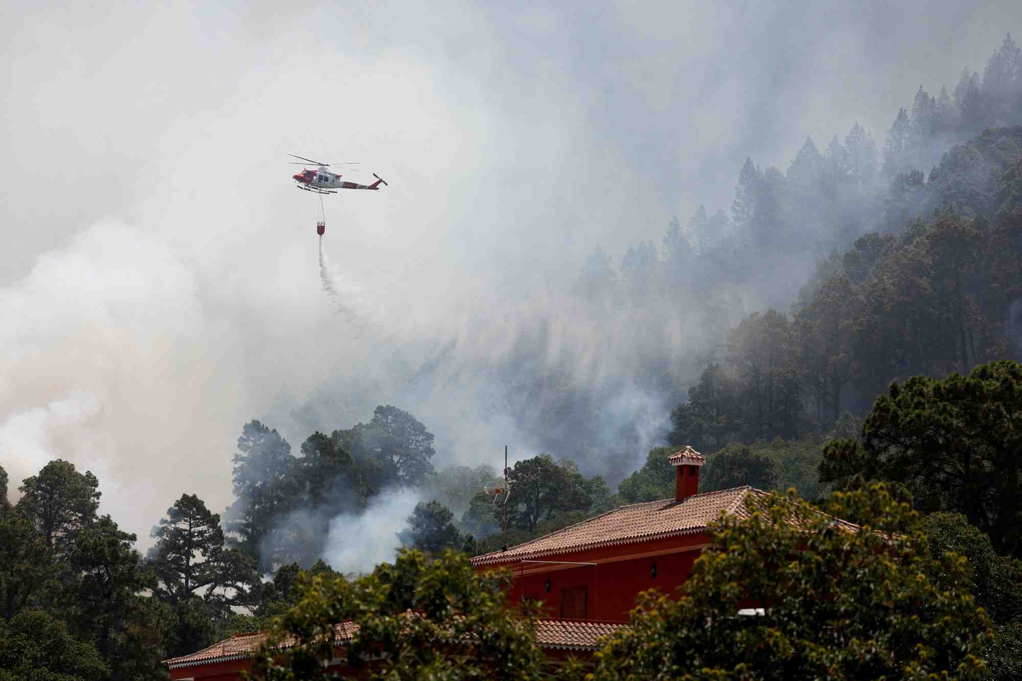 Photo du feu de foret sur l'ile de tenerife