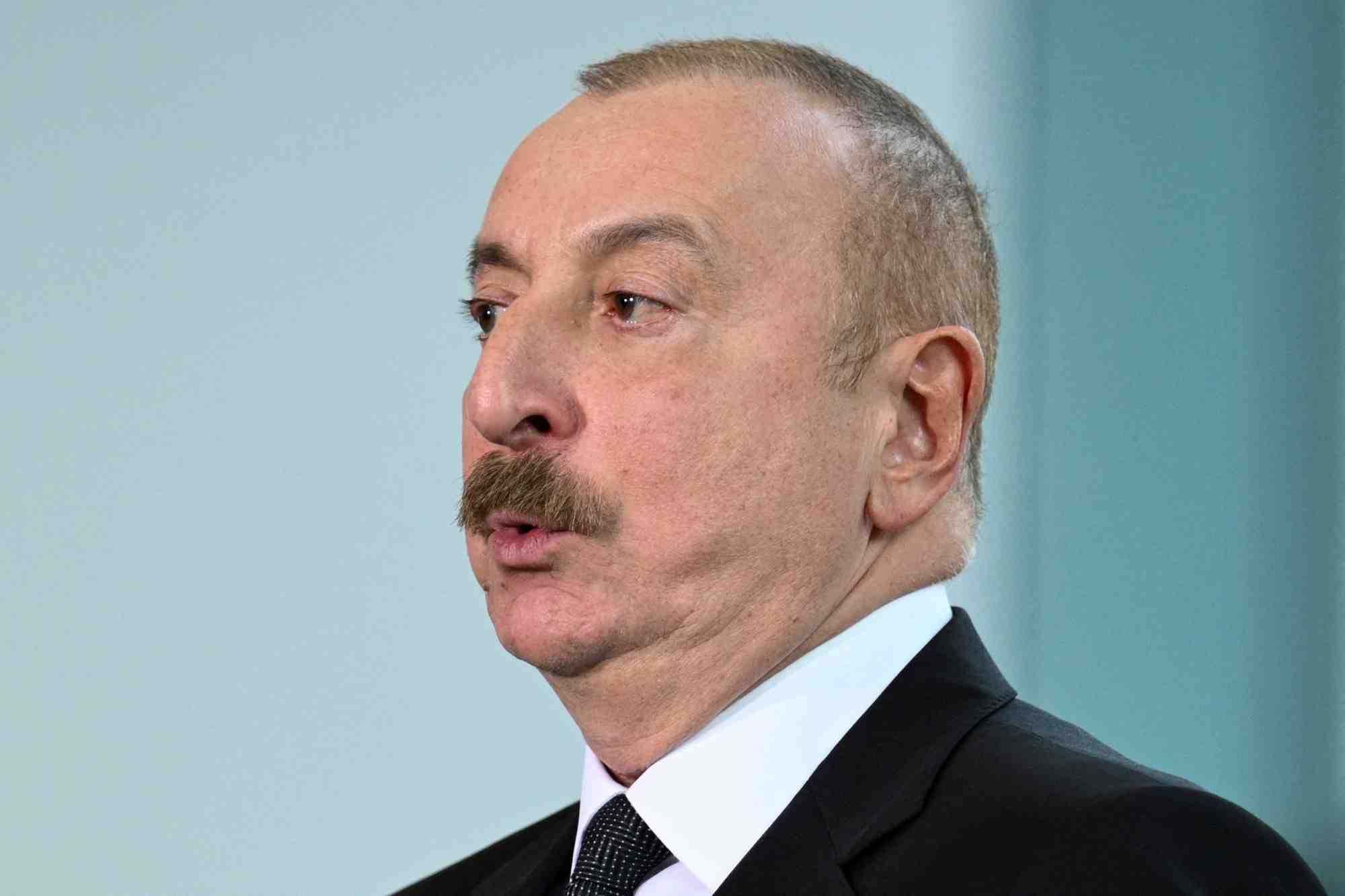 Photo d'archives du president azerbaidjanais ilham aliyev a berlin, en allemagne