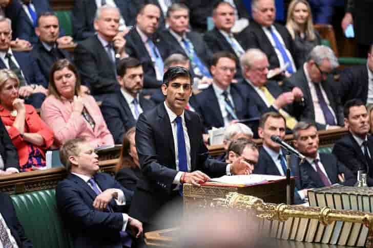 Le premier ministre britannique rishi sunak a la chambre des communes