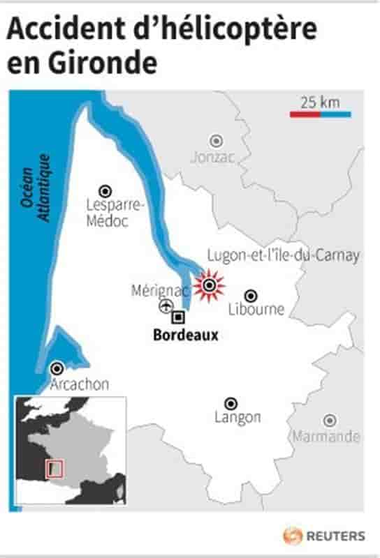 Un corps retrouvé après un accident d'hélicoptère en Gironde