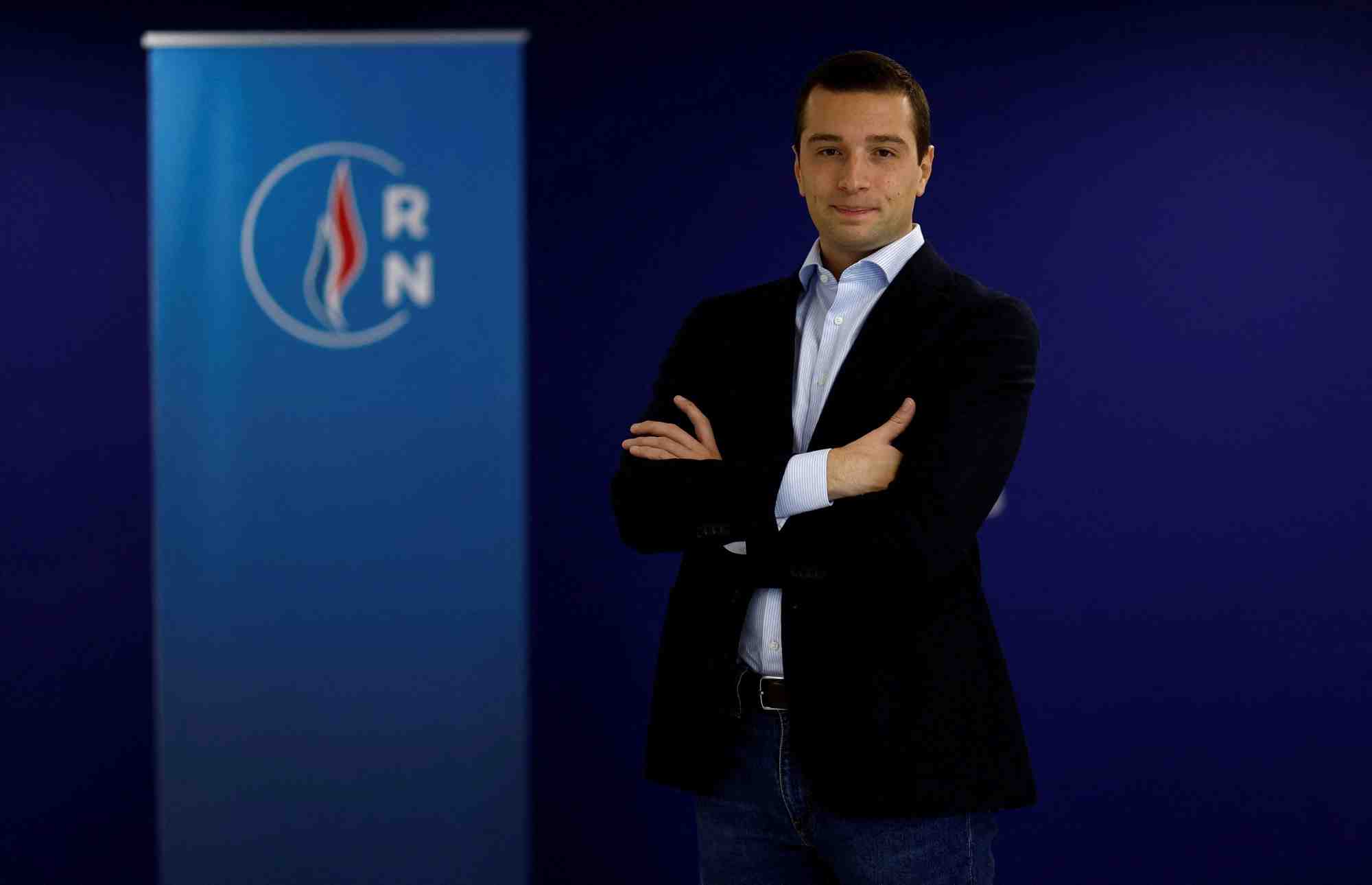 L'eurodepute jordan bardella, qui assure l'interim a la tete du rassemblement national depuis un an