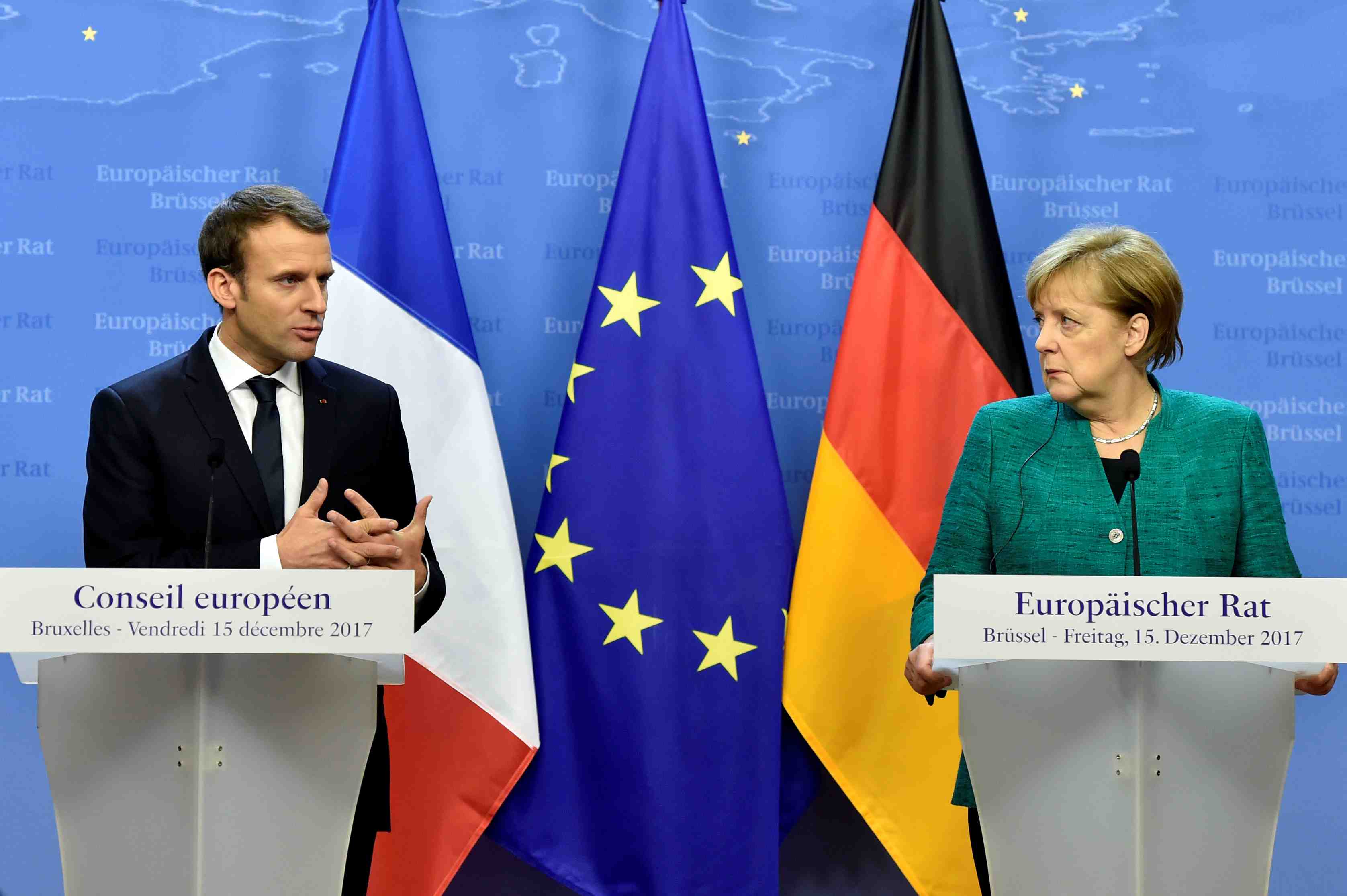 Zone euro: macron et merkel veulent converger d'ici mars