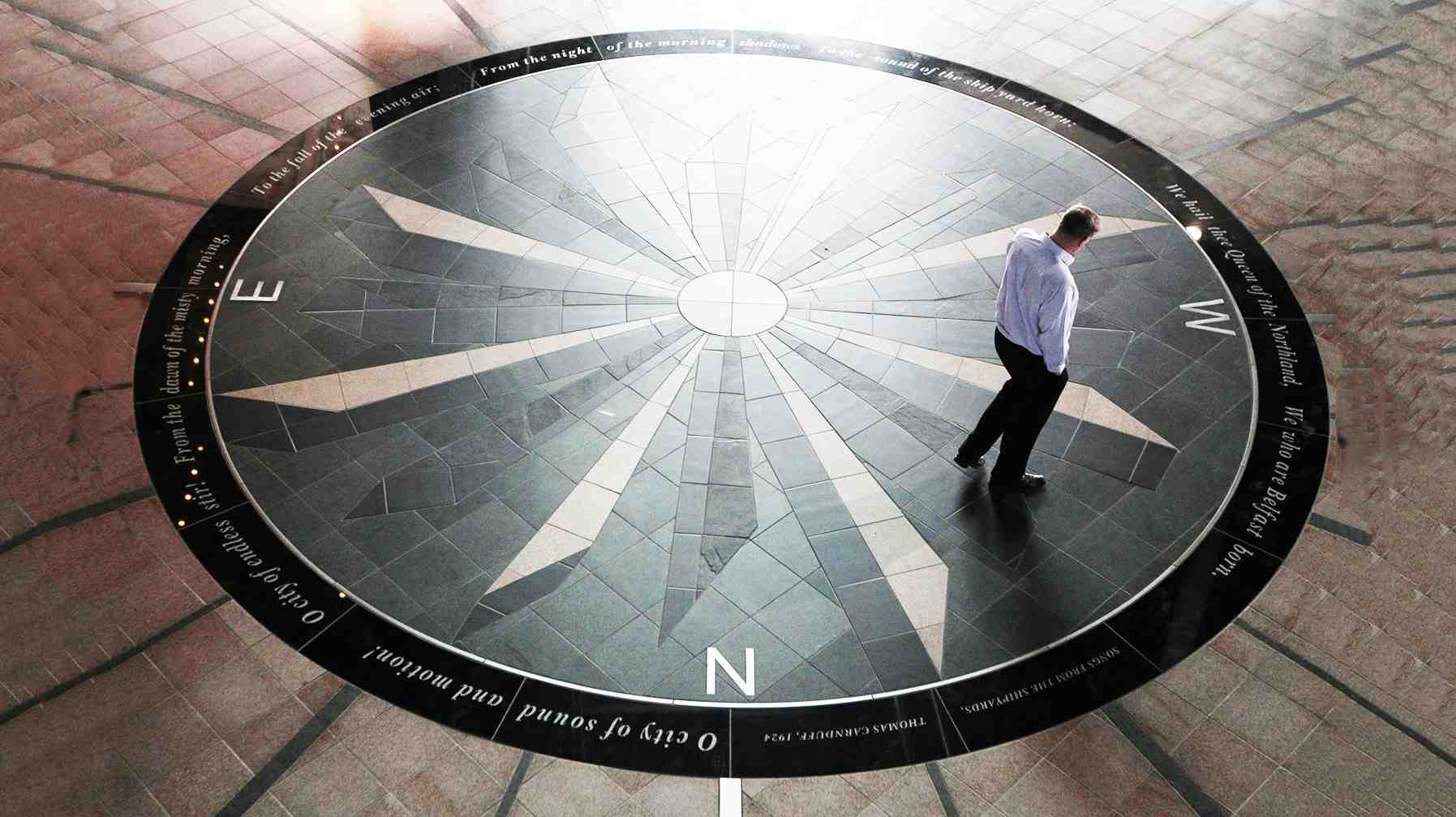 boussole, pavement, hall, compas, motif, ship, bateau, marine, mosaique, Titanic Belfast building,