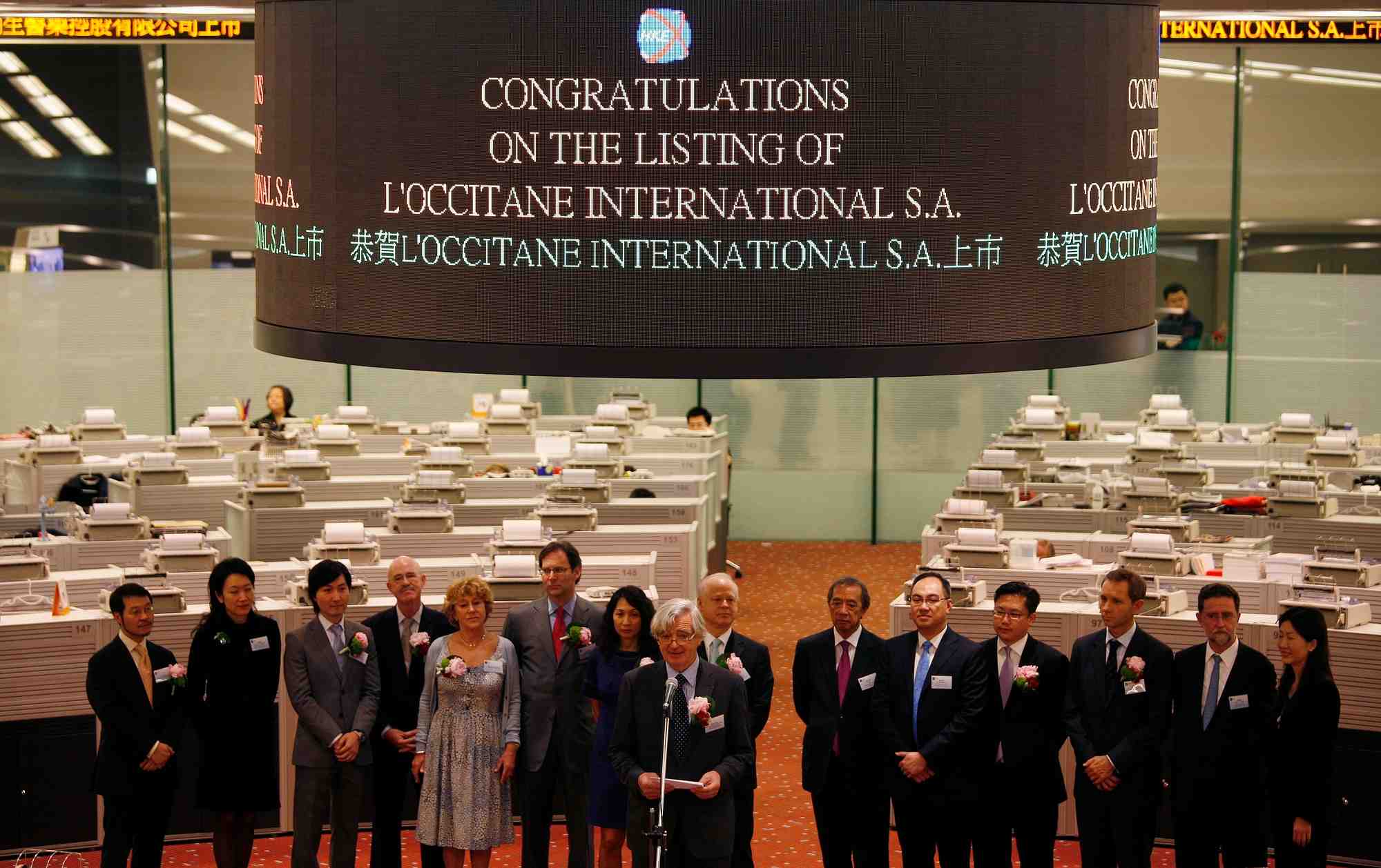 Photo du president de l'occitane groupe reinold geiger lors du lancement de l'occitane a la bourse de hong kong