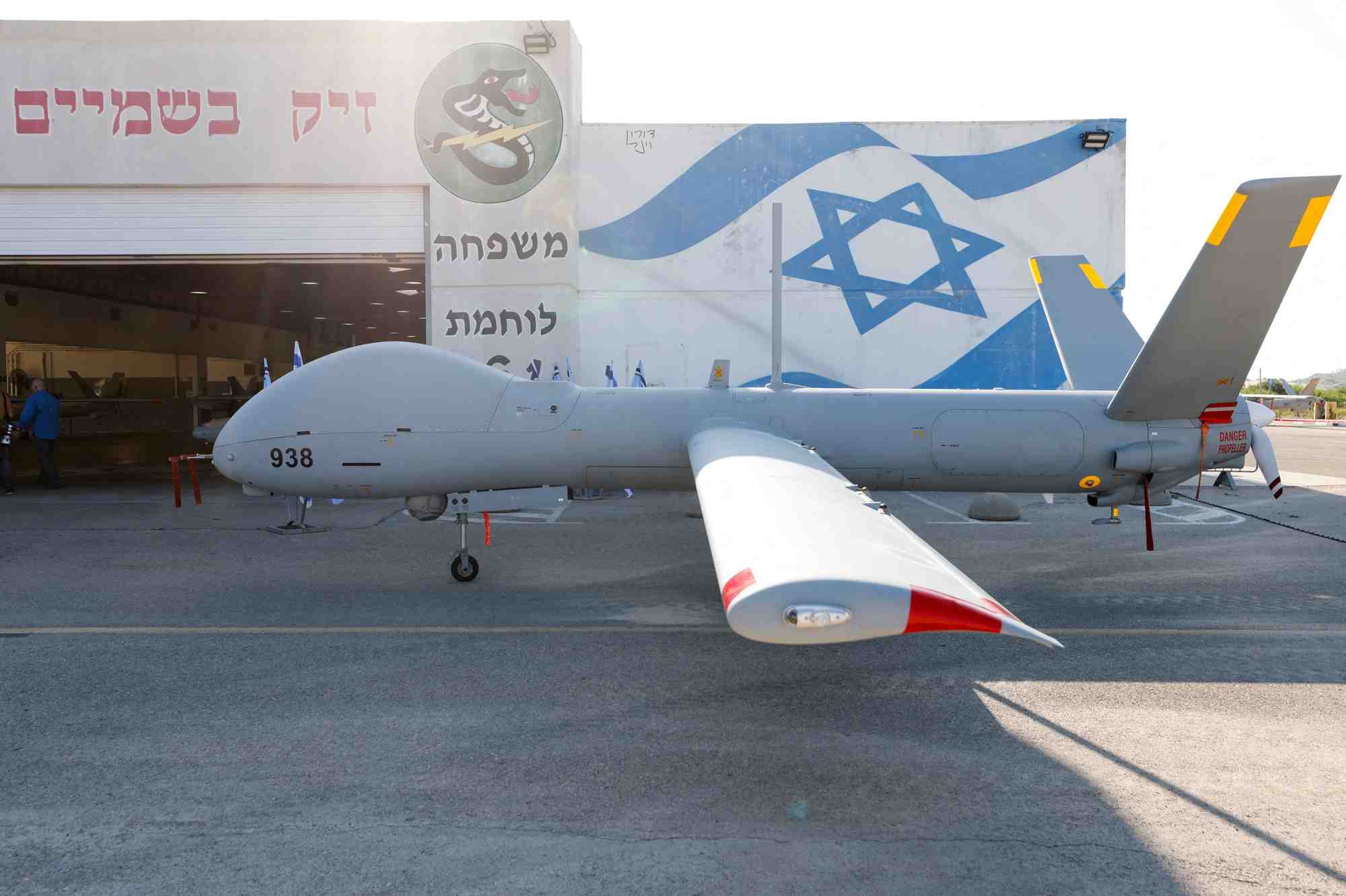 Un drone hermes 900 a la base aerienne de palmachim, en israel