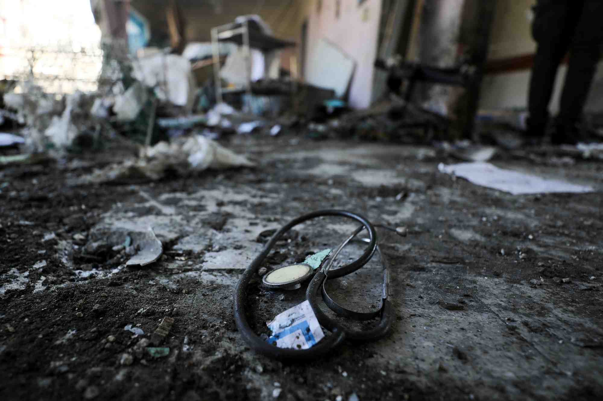 Effet d'une frappe israelienne sur la clinique al-daraj a gaza