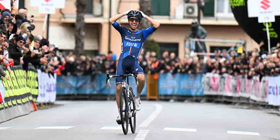 Le Français Lenny Martinez, vainqueur de la 61e édition du Trofeo Laigueglia (Italie), le 28 février.