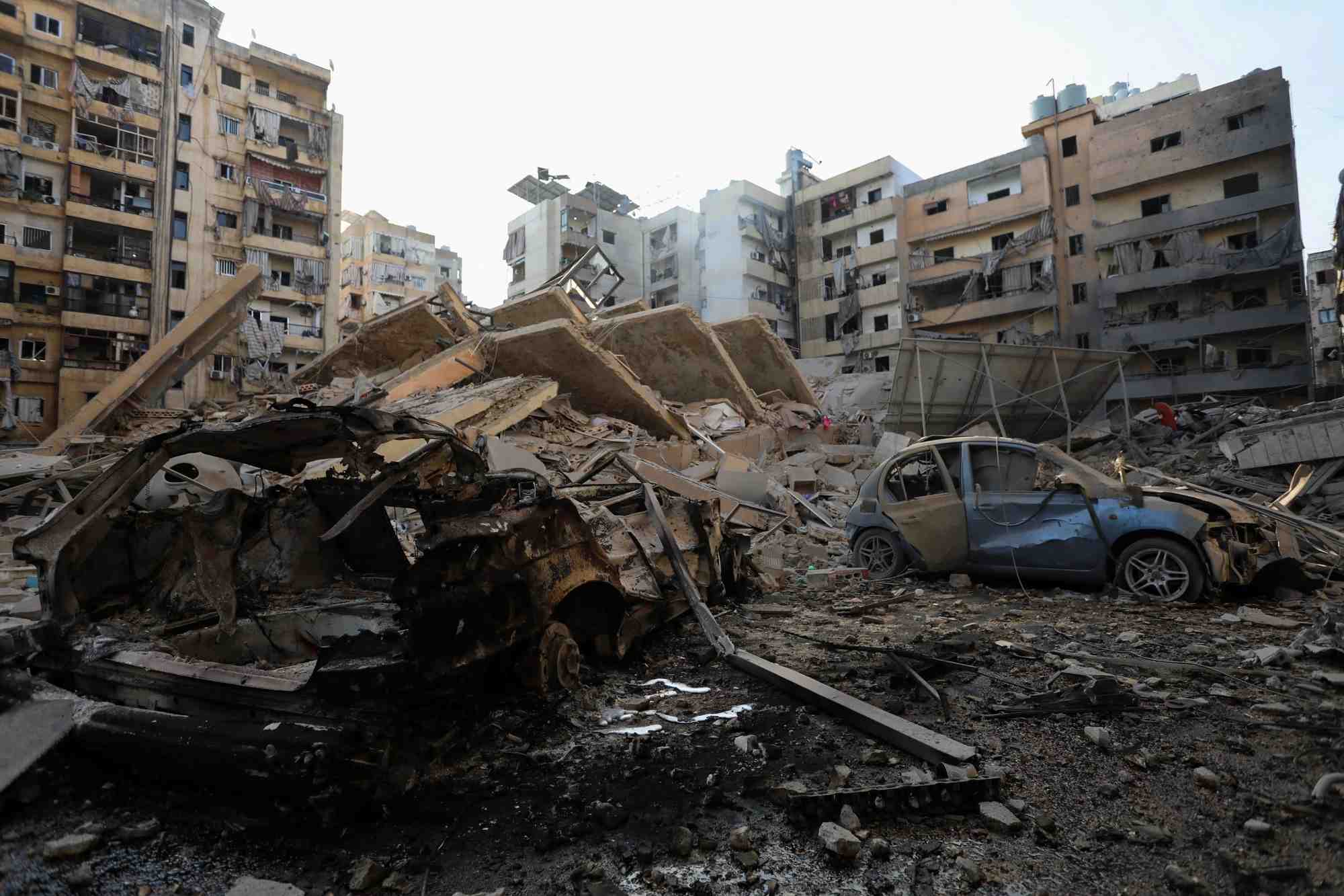 Aftermath of israeli strikes on beirut's southern suburbs