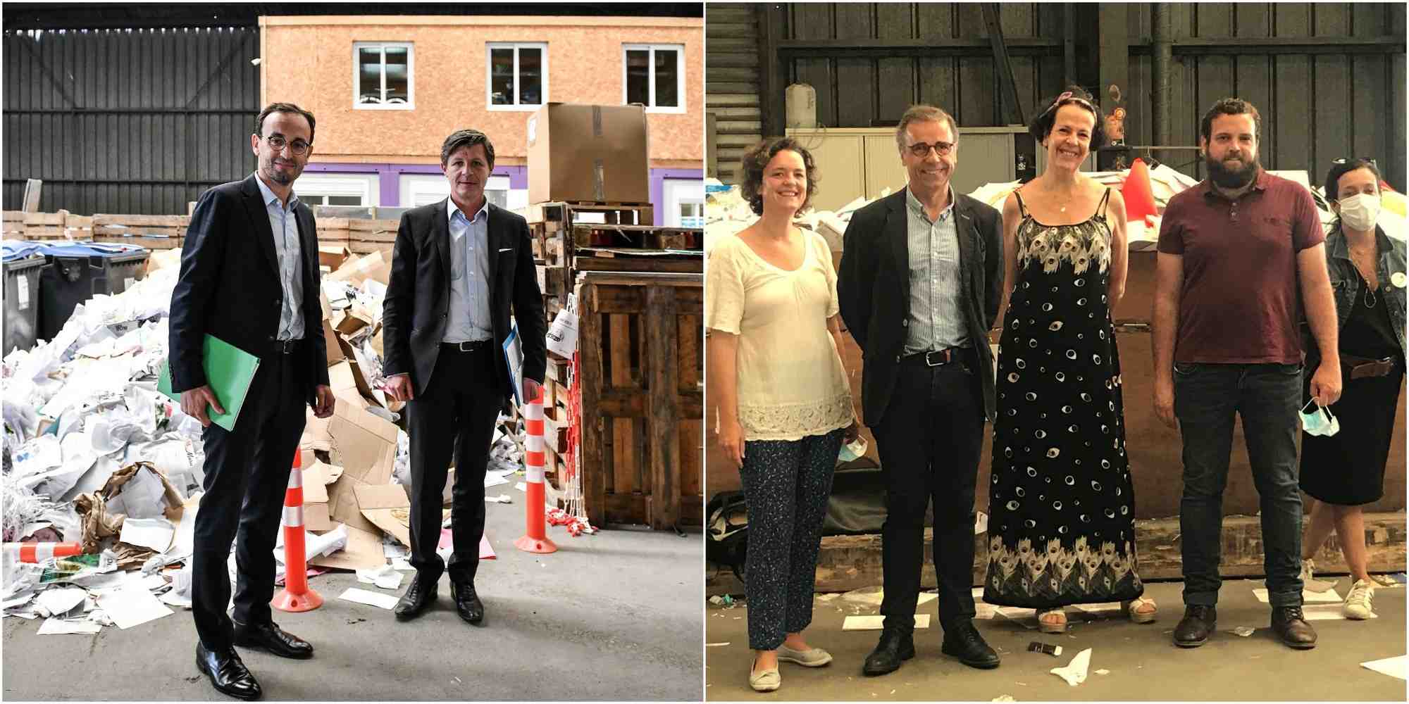Thomas Cazenave et Nicolas Florian, à Elise Atlantique le 19 juin. Pierre Hurmic, Camille Choplin, Emmanuelle Ajon et des représentants d'Elise Atlantique, le 23 juin.