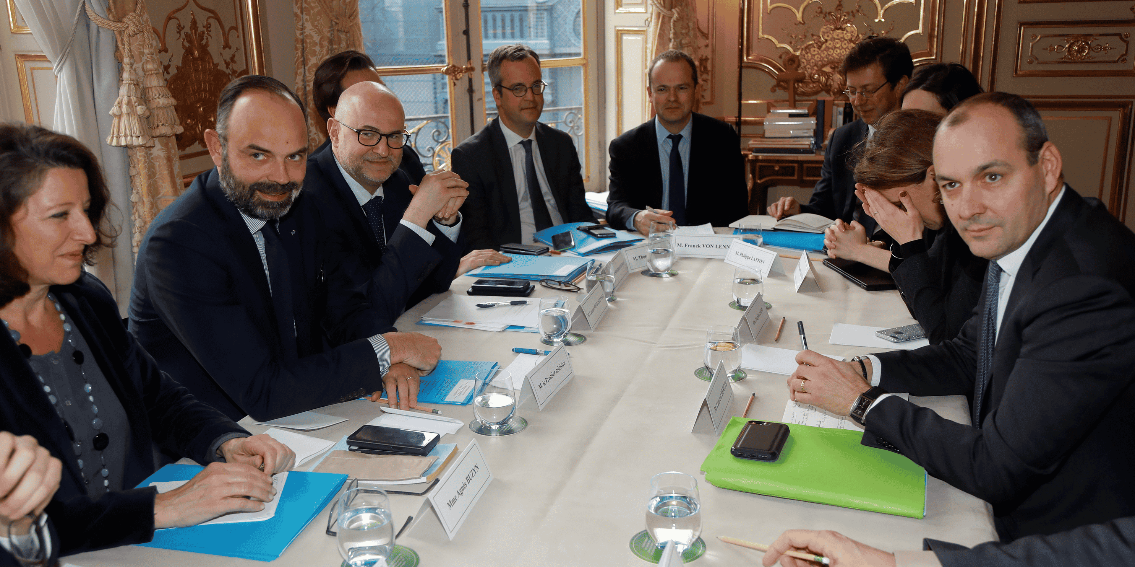 Laurent Berger, secrétaire général de la CFDT, assiste à une rencontre en présence du premier ministre Edouard Philippe, le 10 janvier 2020, au 37e jour de grève contre le projet de réforme des retraites