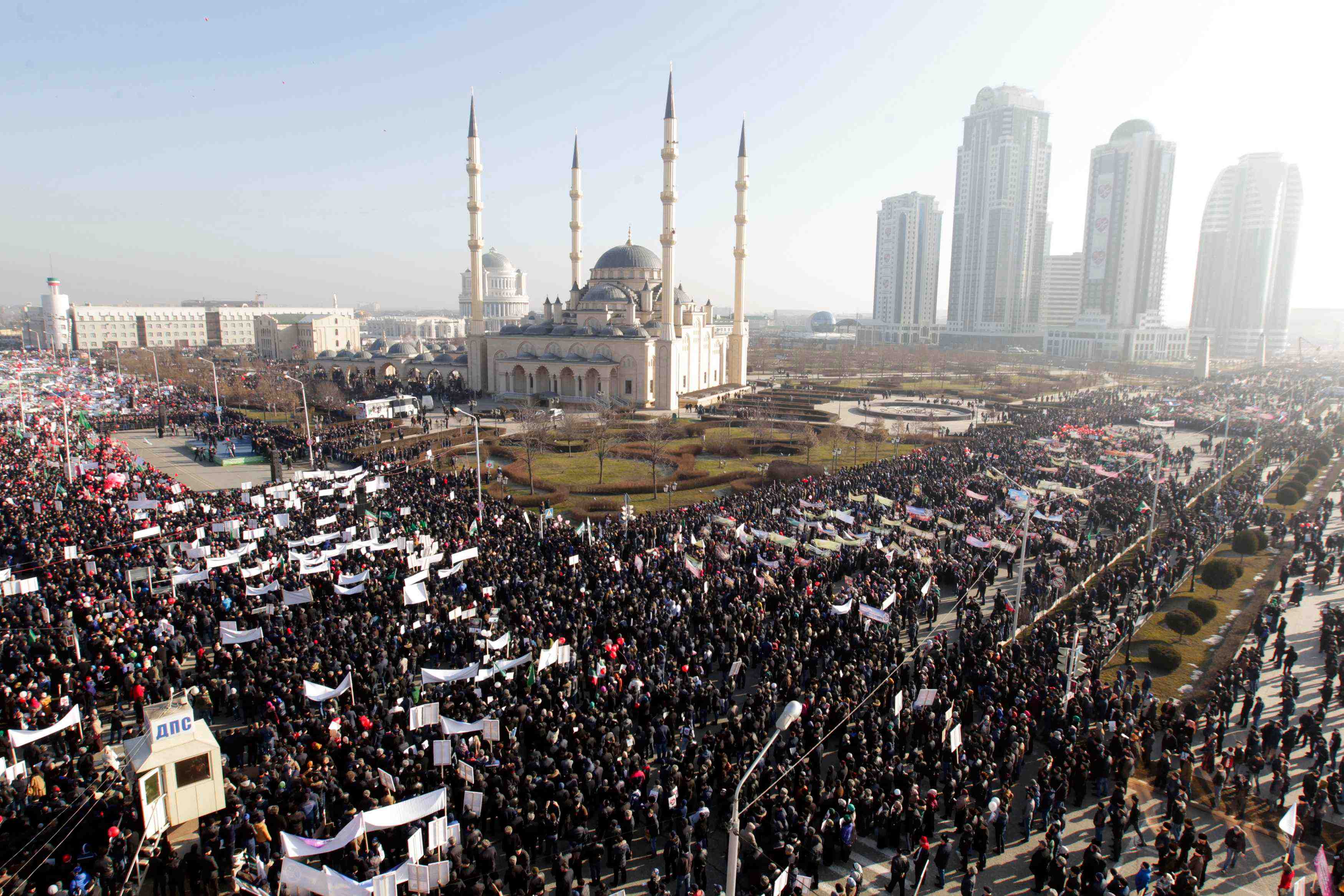 Manifestation anti-charlie hebdo en tchetchenie