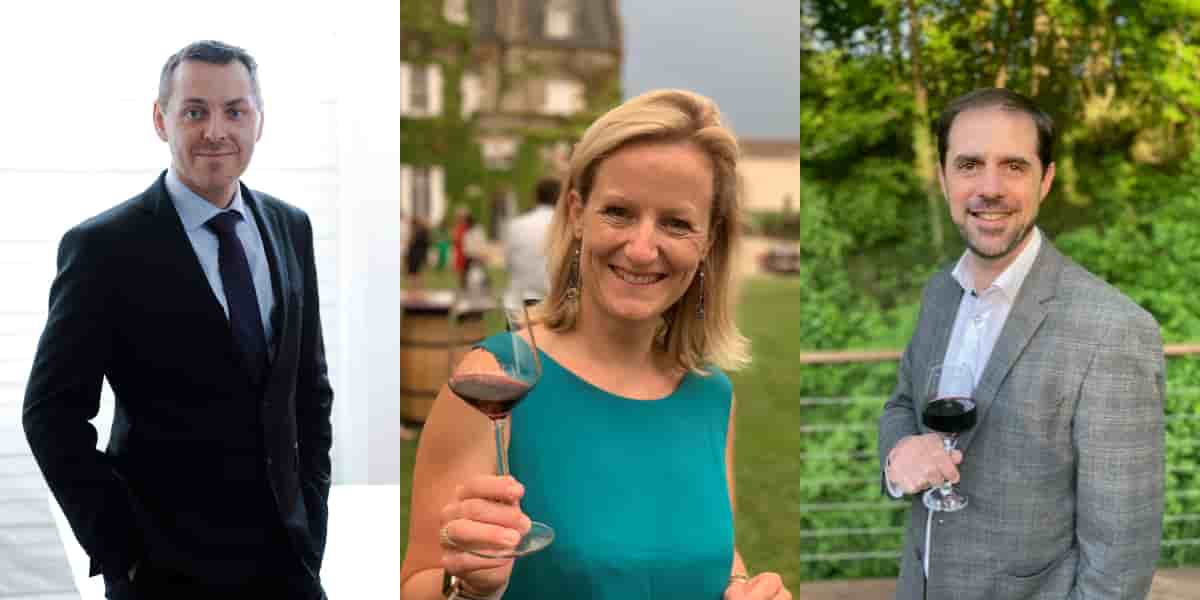 Matthieu Gombault accompagne la clientèle privée dans ses projets viticoles au sein de Société Générale Private Banking, Aurélie Quellien est Responsable d’affaires transactions viti-vinicoles pour le réseau SG, et Nicolas Martin est Directeur de Bordeaux Vignobles, cellule en charge de la filière vin chez SG SUD OUEST.