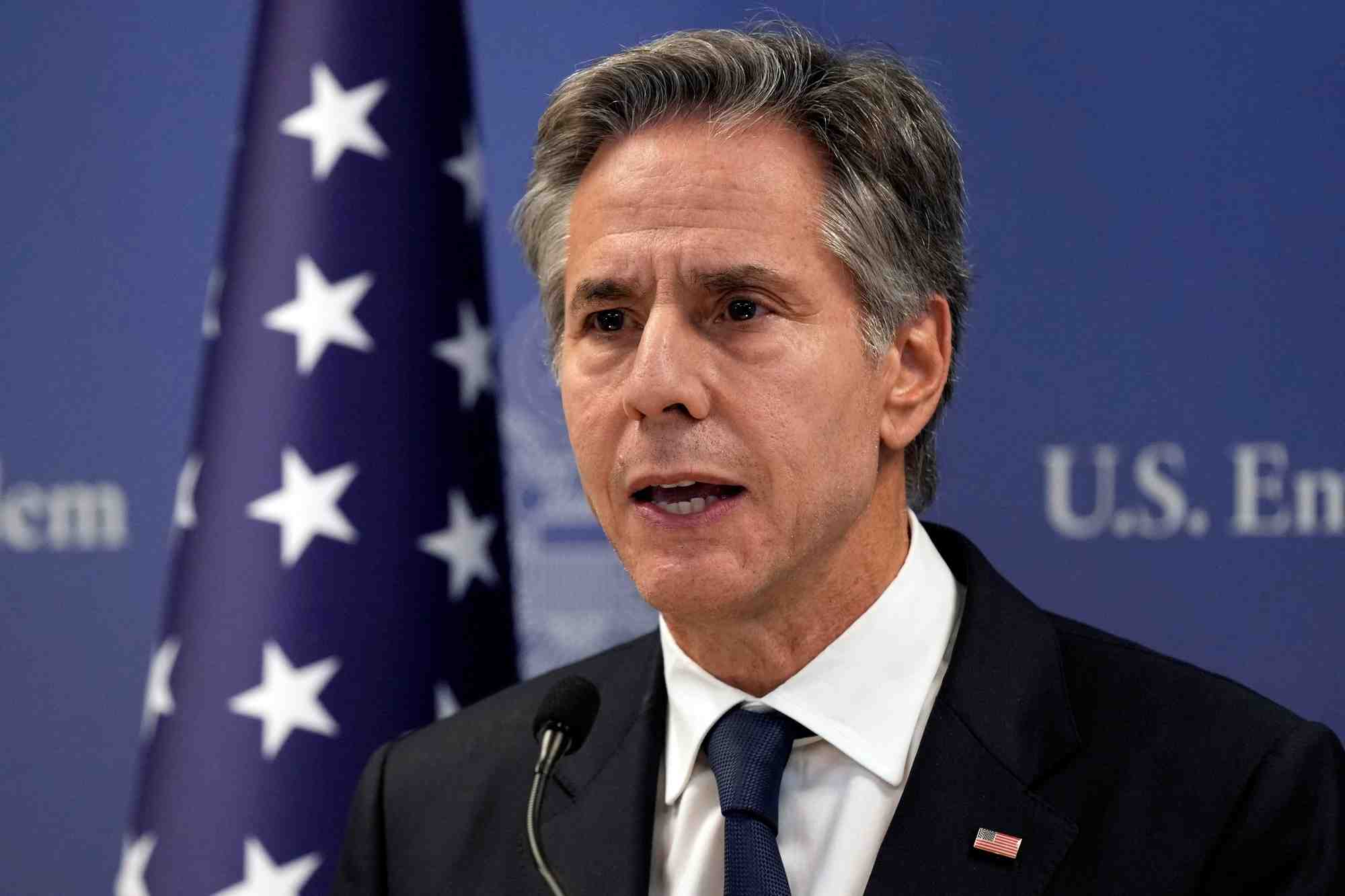 Le secretaire d'etat americain antony blinken a tel aviv
