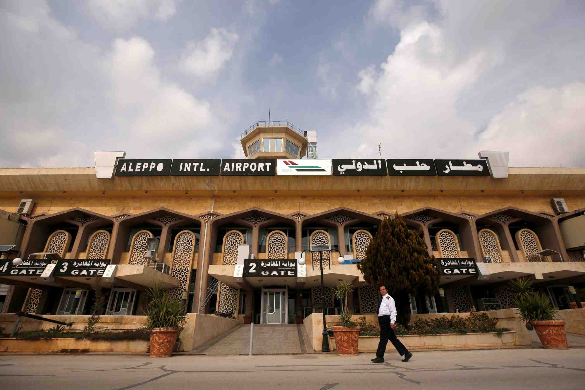 L'aeroport international d'alep, en syrie