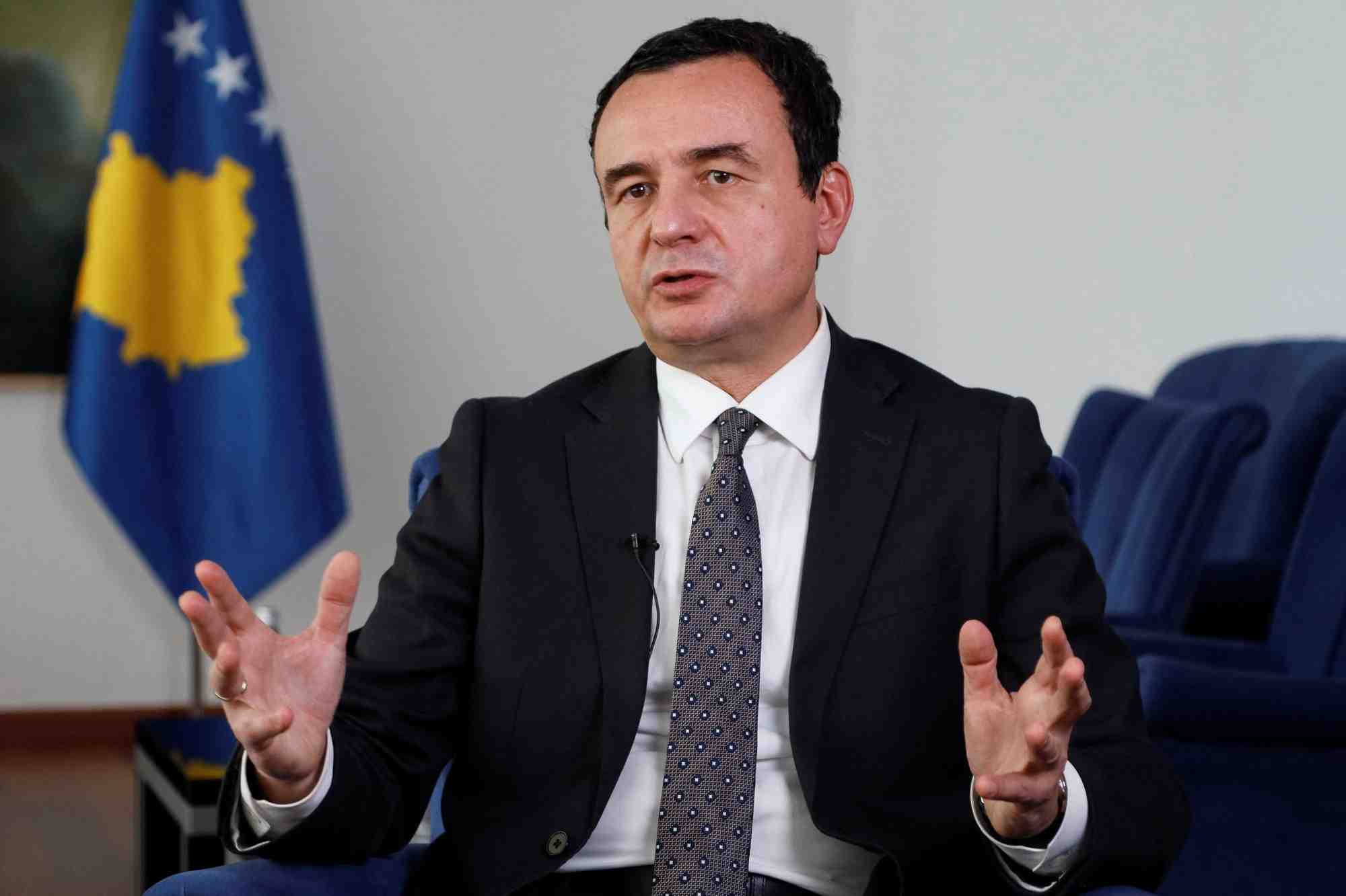 Photo d'archives du premier ministre du kosovo, albin kurti, lors d'une interview avec reuters a pristina