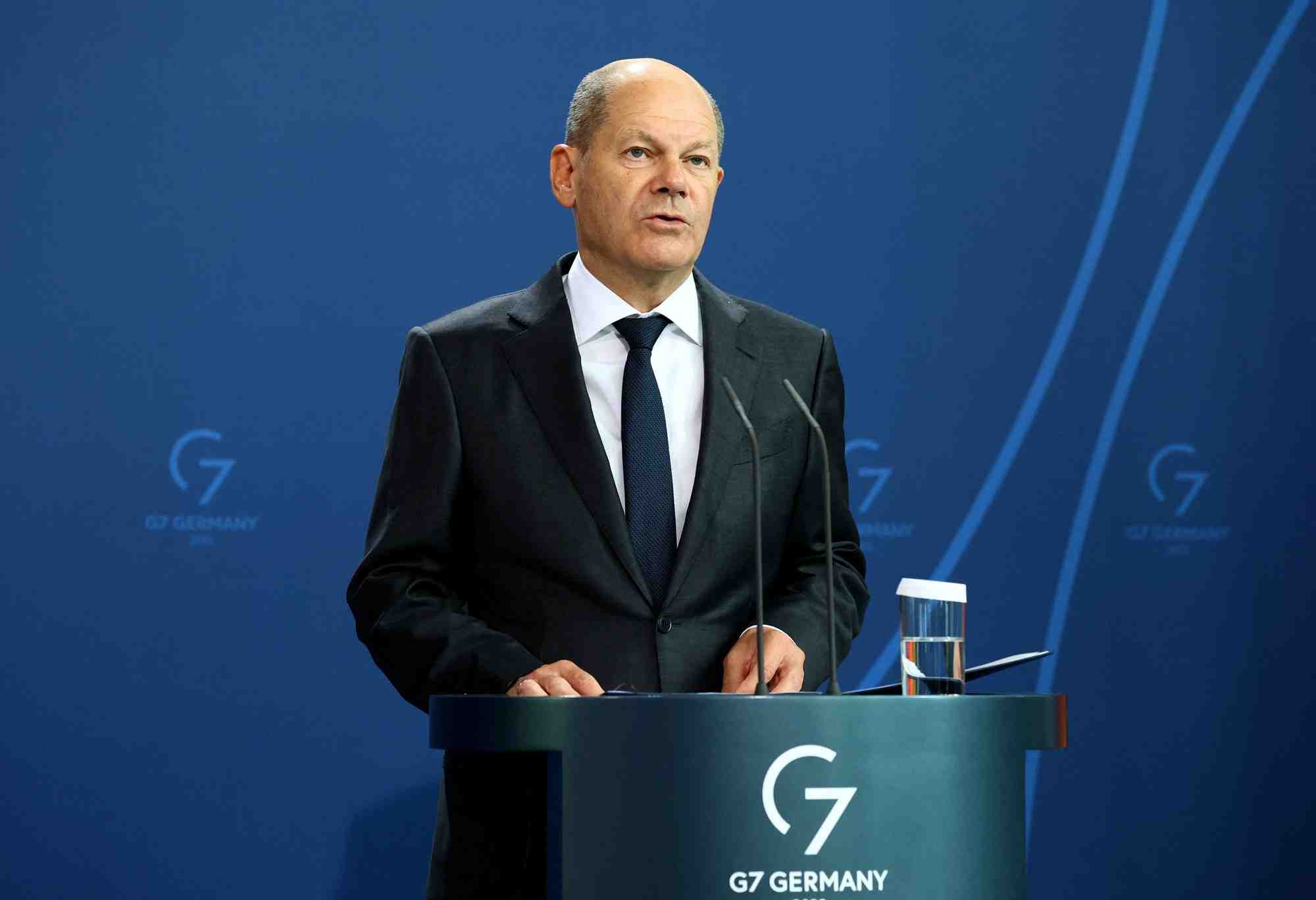 Photo d'archives du chancelier allemand olaf scholz lors d'une conference de presse