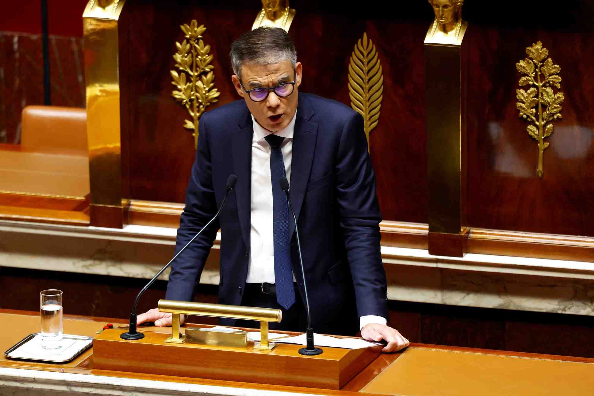 A censure motion debate at the national assembly in paris