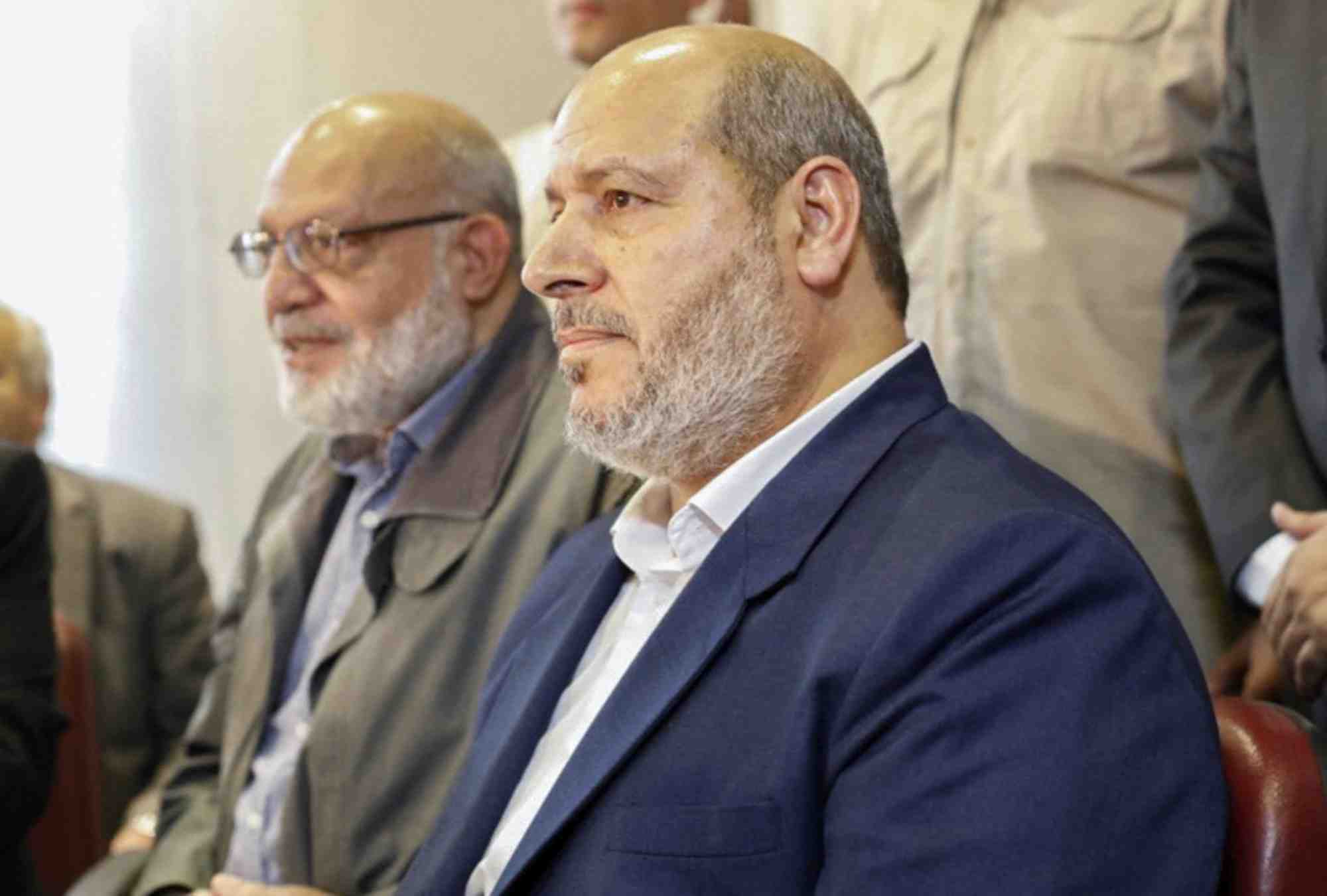 Khalil al-hayya lors d'une conference de presse a damas