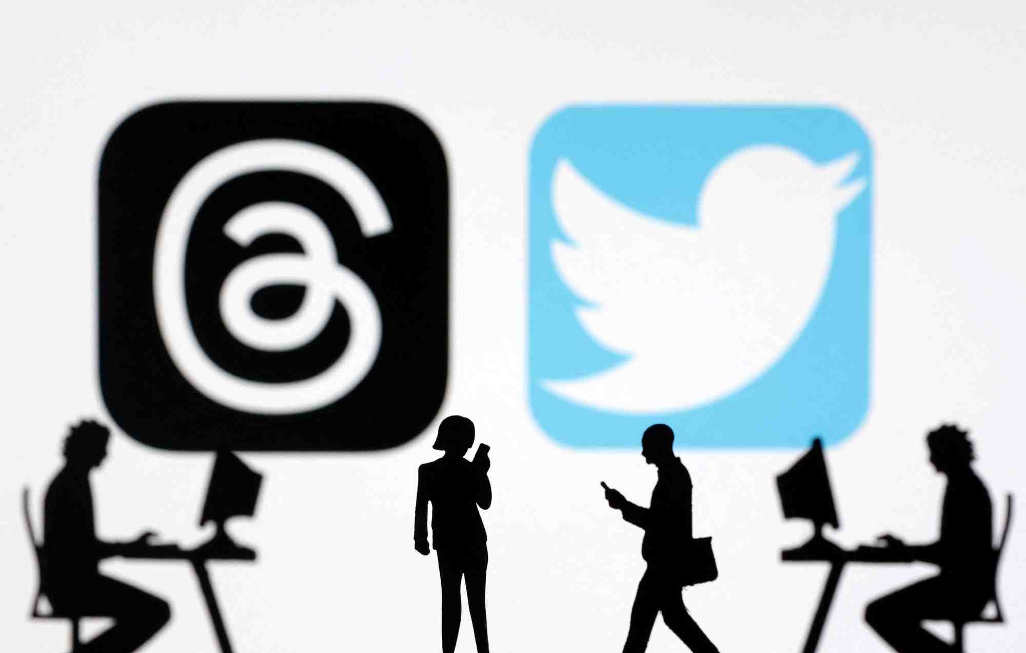 Illustration des logos de l'application meta threads et twitter