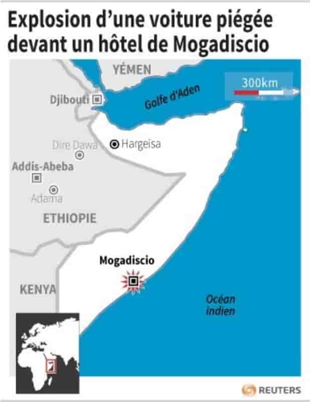 Explosion d’une voiture piegee devant un hotel de mogadiscio