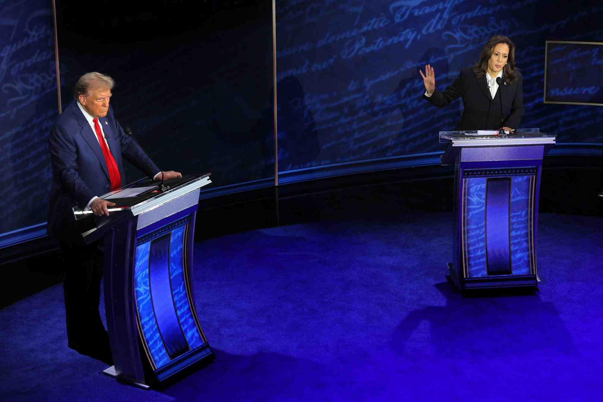 Debat presidentiel harris-trump organise par abc a philadelphie, en pennsylvanie