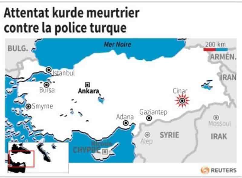 Attentat kurde meurtrier contre la police turque