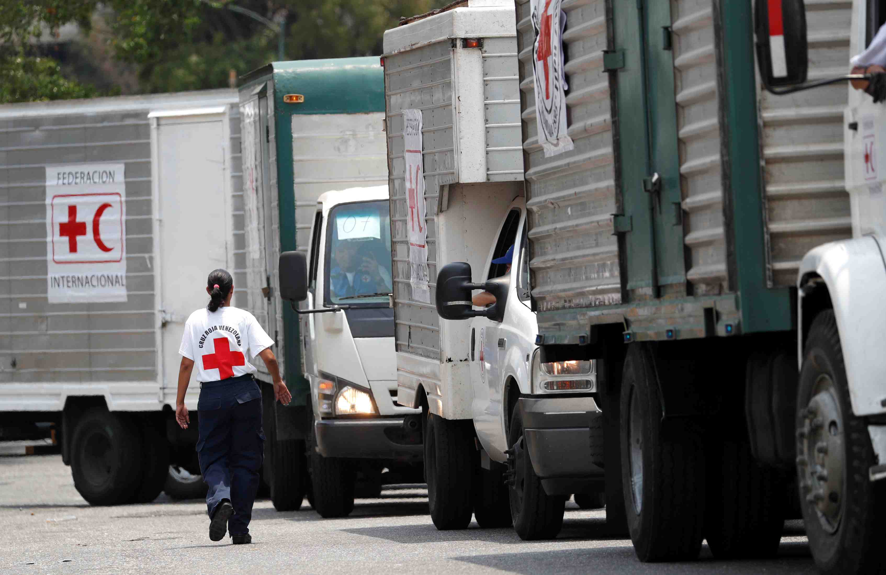 Premiere livraison d'aide humanitaire de la croix-rouge au venezuela