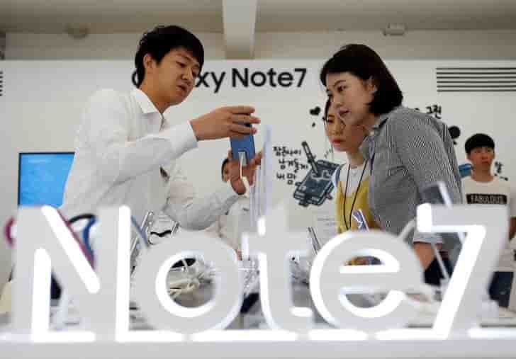 Reprise des ventes du galaxy note 7 de samsung en coree du sud le 28 septembre