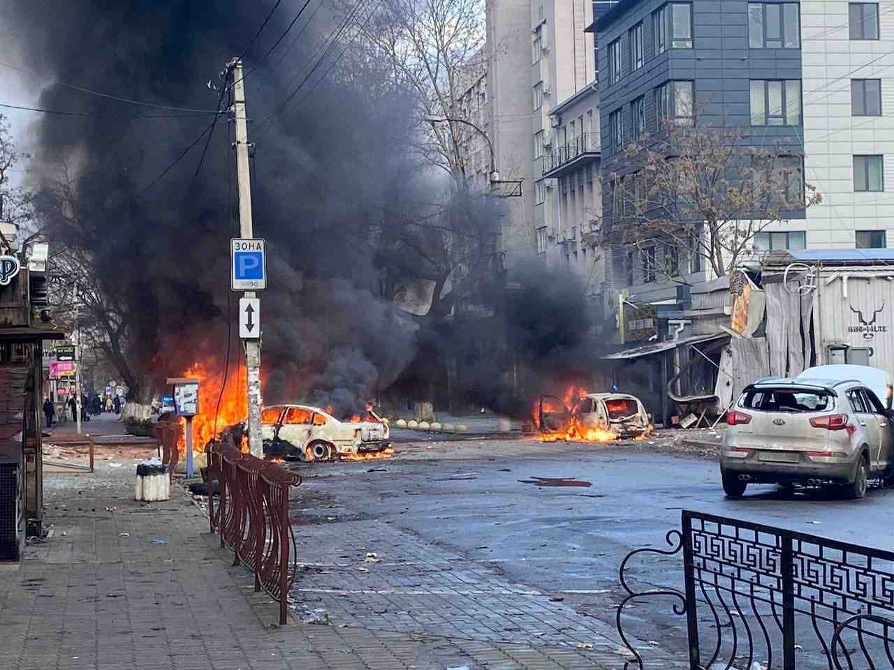 Consequences d'une frappe militaire russe a kherson