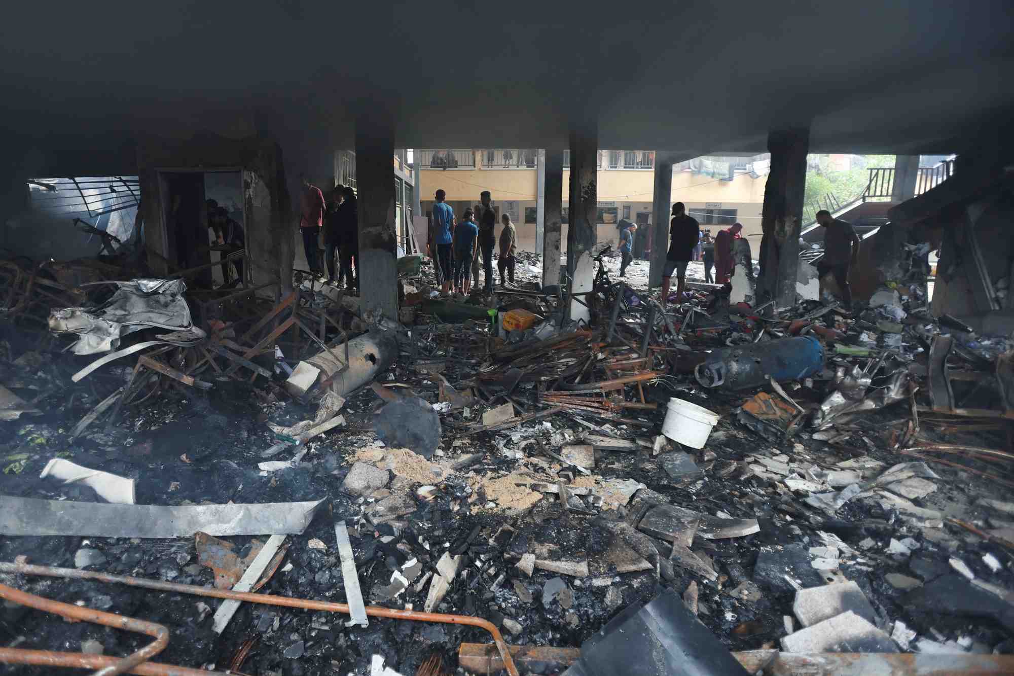 Site of an israeli strike on a school sheltering displaced people, in deir al-balah