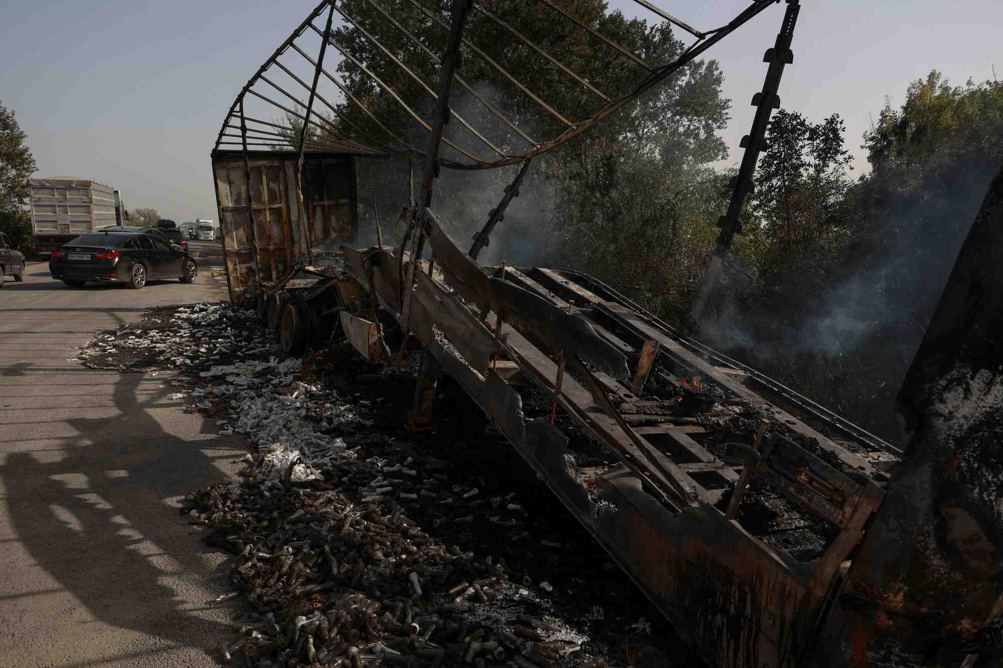 Aftermath of a russian drone attack in odesa region