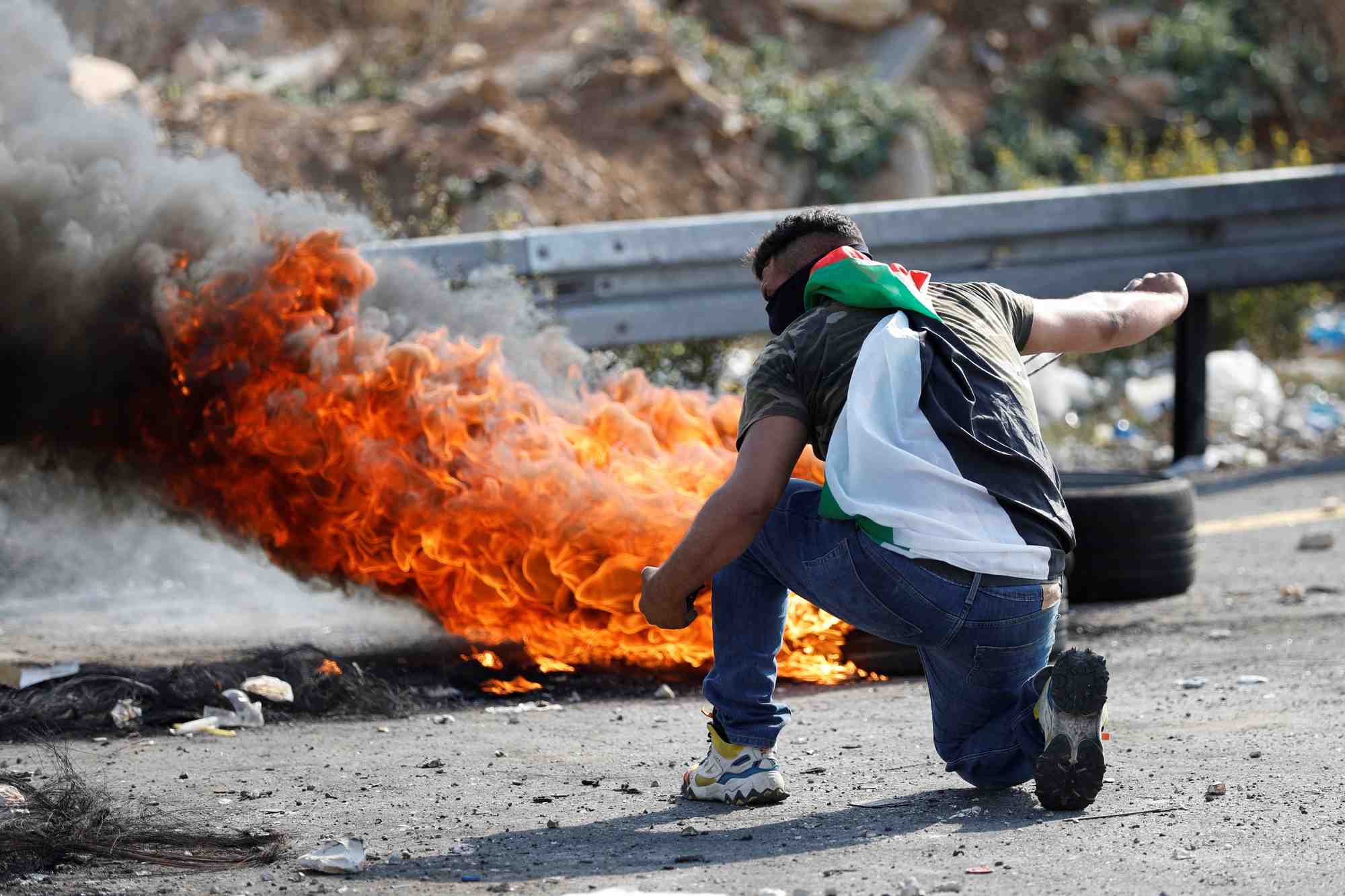 Manifestation suite a l'assassinat d'un palestinien, en cisjordanie