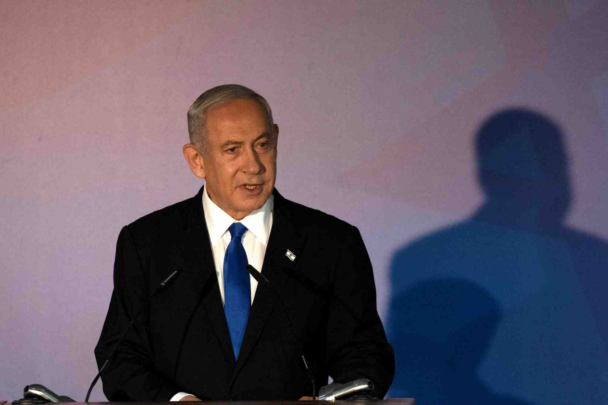Le premier ministre israelien benjamin netanyahu lors d'une ceremonie a jerusalem