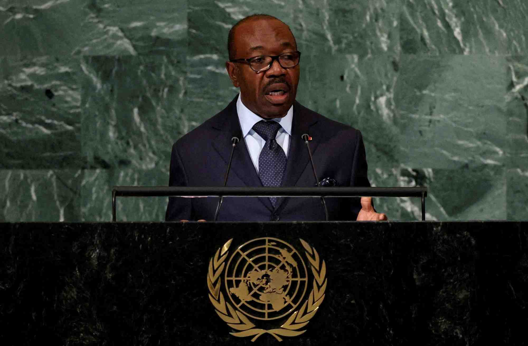 Le president du gabon s'adresse au siege de l'onu