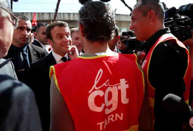 Macron defend son projet de reforme du code du travail a albi