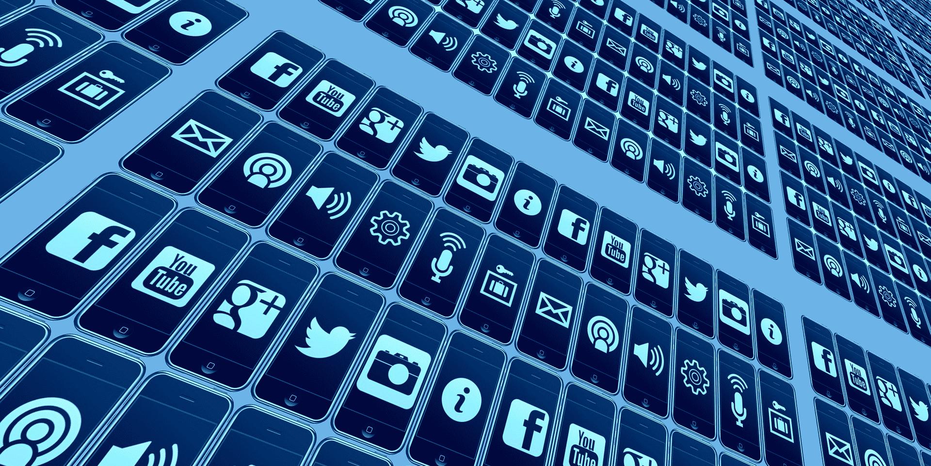 Mur d'applications (Facebook, Twitter, applis, app, smartphone, Internet)