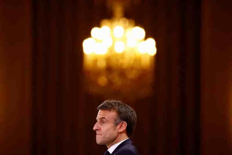 Emmanuel macron lors d'une conference de presse au palais de l'elysee