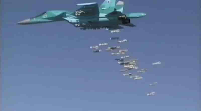 File still image shows airstrikes carried out by russian air force in syria