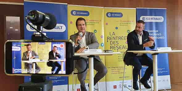 André Deljarry, président de la CCI Hérault, et Grégory Blanvillain, président de la commission des réseaux à la CCI présentent La Rentrée des réseaux