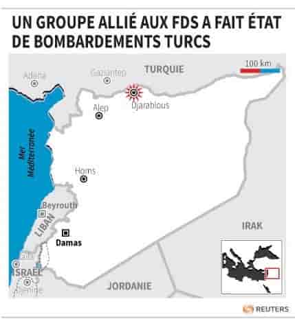 Syrie : un groupe allie aux fds a fait etat de bombardements turcs