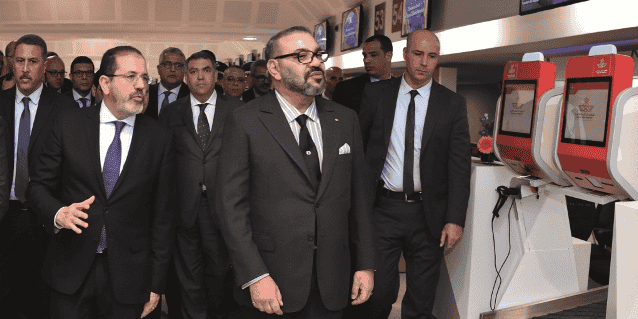 Le roi Mohammed VI lors de l’inauguration, le 22 janvier 2019, du terminal 1 de l’aéroport international Mohammed V de Casablanca.