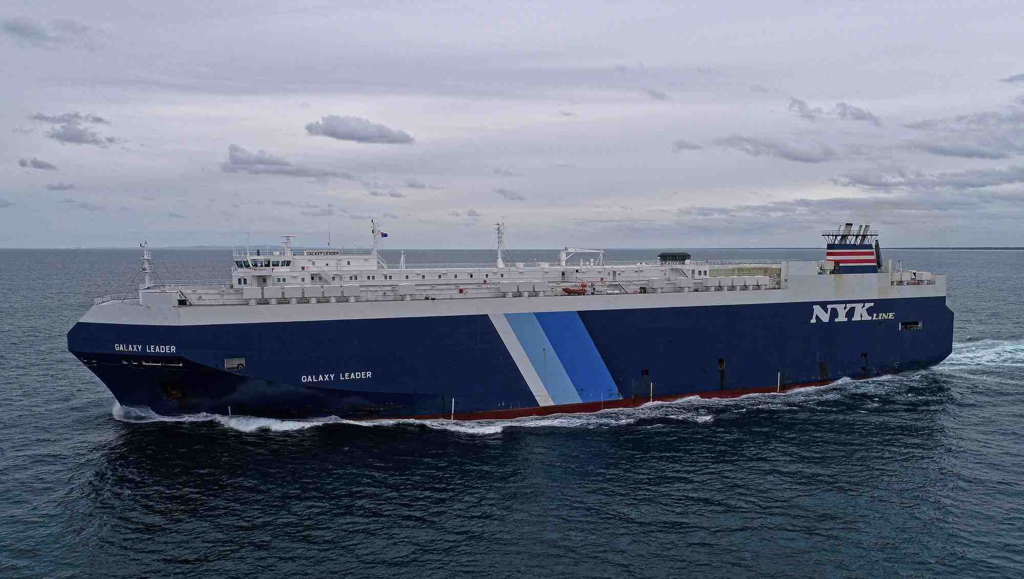 Le cargo galaxy leader, propriete britannique et exploite par le japon