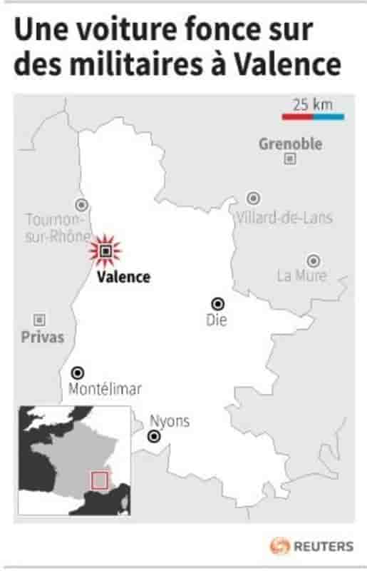 Une voiture fonce sur des militaires a valence