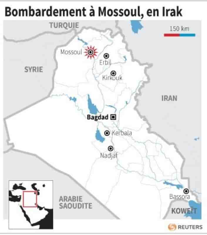 Une soixantaine de morts dans un bombardement à Mossoul en Irak