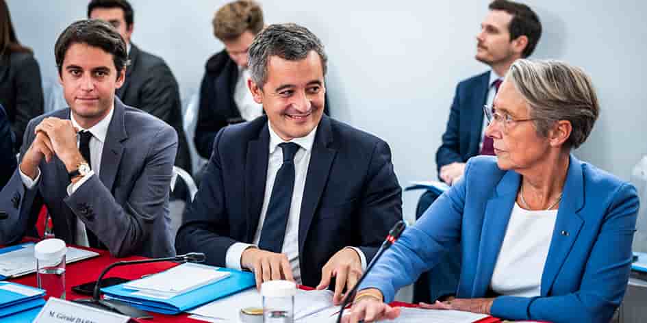 Gabriel Attal, Gérald Darmanin et Élisabeth Borne en octobre 2023.