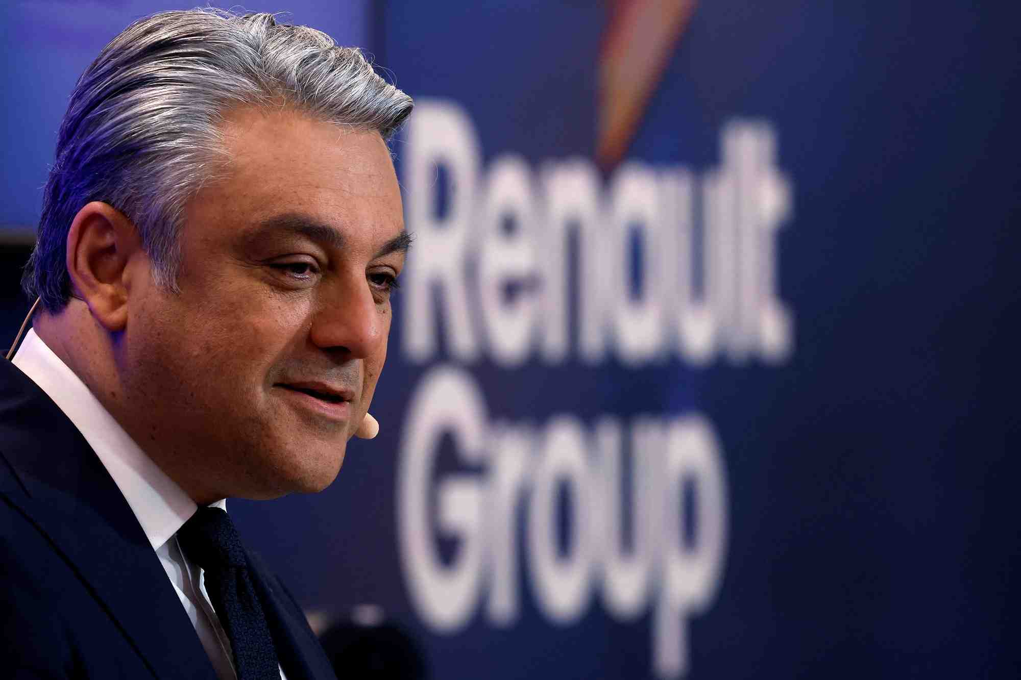 Luca de meo, directeur general de renault, s'exprime lors de la presentation des resultats annuels 2022