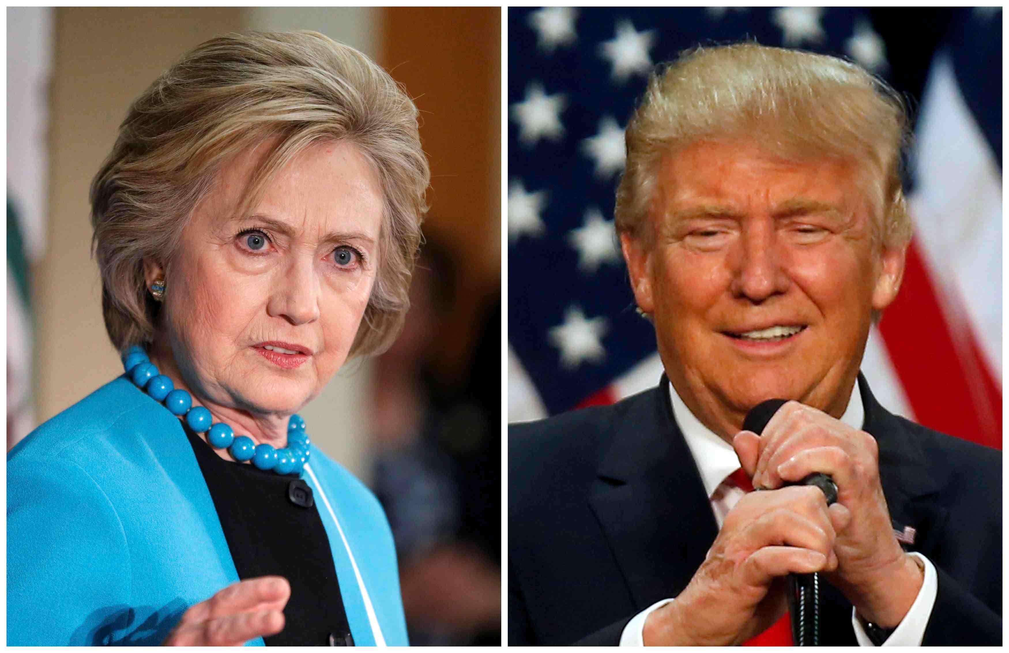 Trump et clinton donnes au coude-a-coude